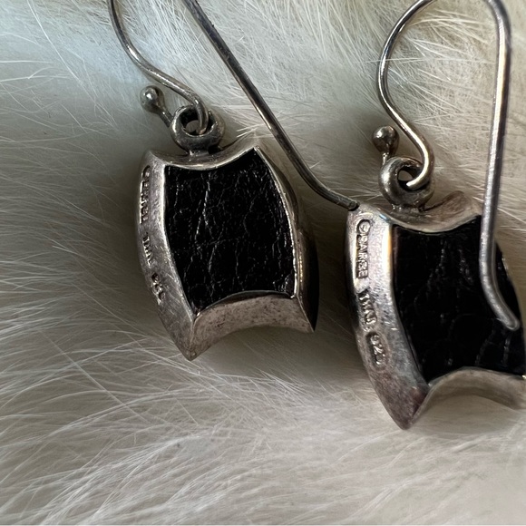 Barse 925 Thai Silver and Turquoise Rectangle Cabochon Earrings Vintage - Picture 5 of 5